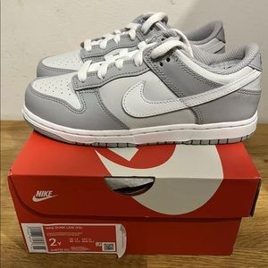 Nike Dunk Low Kids Size 2 Wolf Grey
